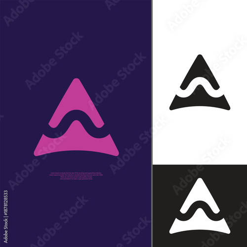 A clean and modern letter A logo with a minimalist mountain style, ideal for branding, nature lovers, clubs, business identity adventures, startups, digital platforms, vector format
