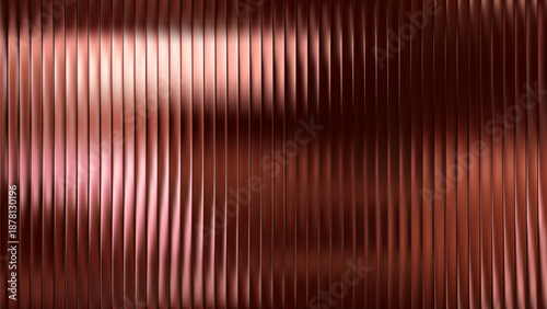 Reeded background gradient and glass brown bronze with bg overlay abstract. Gold texture effect and ribbed textur pattern with fractal morphism metal. Line reeded polycarbonate and light glass.