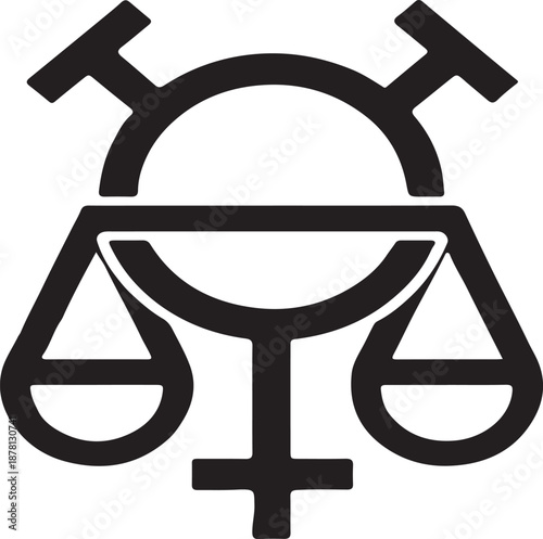 Equitable AI Deployment Icon Featuring Balanced Scales for Ethical Technology, Fairness, and Algorithmic Bias Prevention