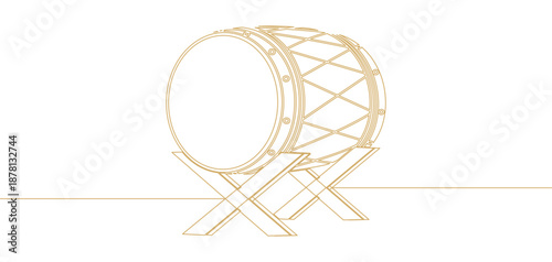 Line art style vector illustration of a mosque drum