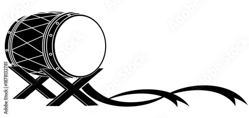 Silhouette of a mosque drum with ribbon