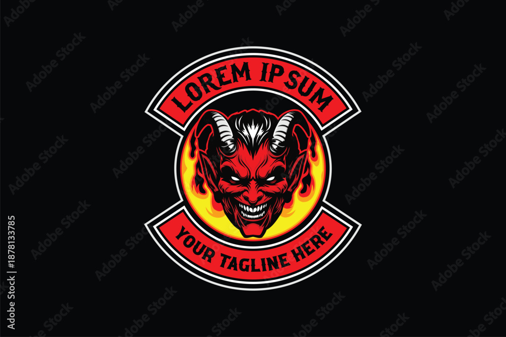 Fototapeta premium devil's head with fire illustration vector template