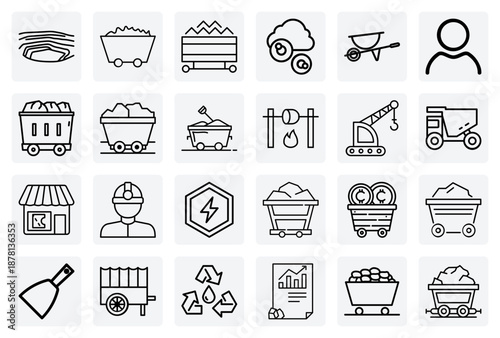 Coal Mining And Resource Extraction – Illustrations Of Mines, Heavy Machinery, And Coal Reserves For Industrial Themes