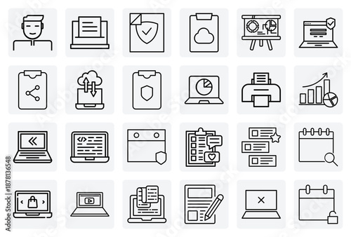 Content Creation And Data Management – Laptop Themed Visuals For Html, Videos, Notes, And Information Handling