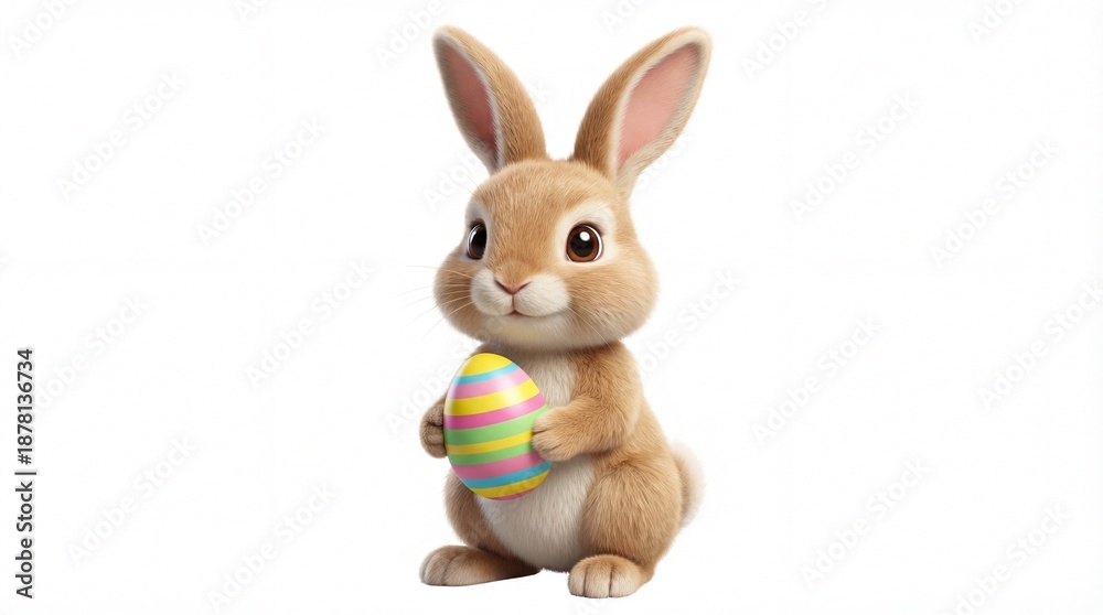 Obraz premium Easter bunny holding colorful egg