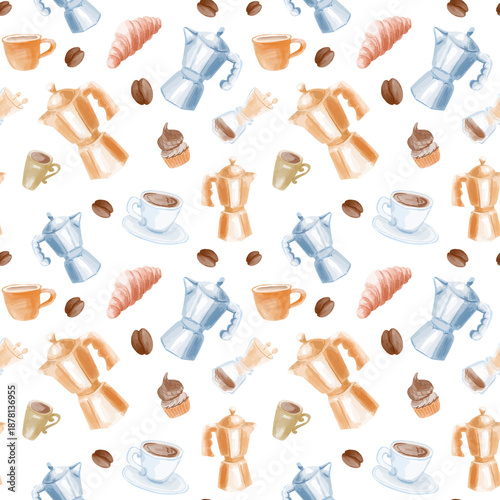 Seamless dense coffee bean pattern for cafe floor or wall wallpaper