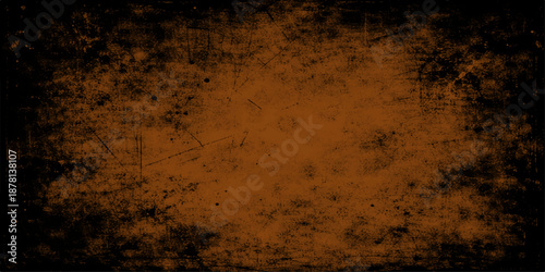 A weathered brown vintage paper texture with a dark rusty metal pattern creates an aged and grungy abstract backdrop for a worn antique wall surface design