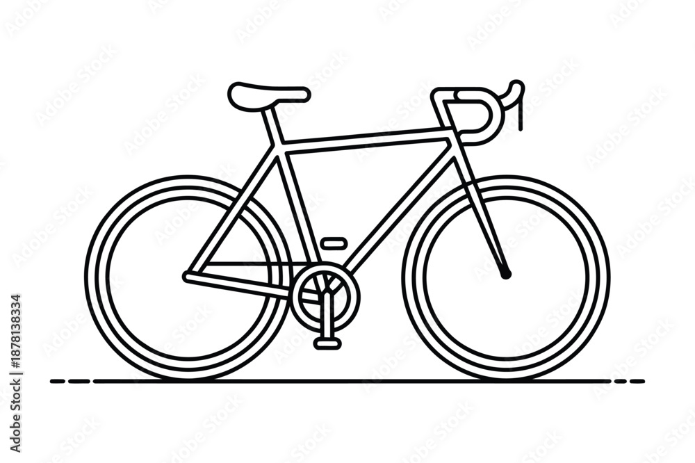 Fototapeta premium Minimalist road bicycle line art illustration for cycling