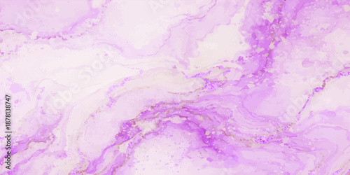 Seamless abstract watercolor background featuring a purple and pink paint texture on light violet grunge paper with a soft blue artistic design