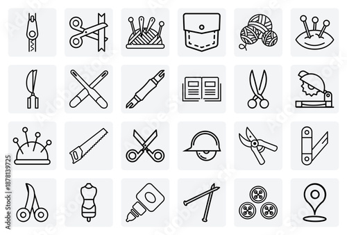 Sewing And Tailoring Workshop Tools – Scissors, Markers, Buttons, And Zippers For Professional Garment Creation