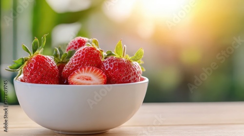 Fresh strawberries basking in sunlight on a summer day at the farm