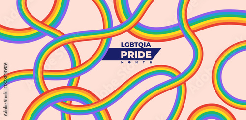 Groovy abstract background with curved rainbow stripes. Retro vector backdrop inspired by 60s–70s hippie style. Vintage hand drawn stripe for trendy banner, poster, cover, creative design template.