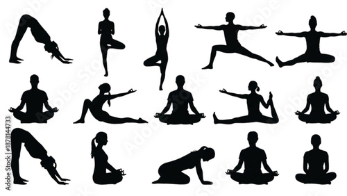 Zen Yoga Asana and Meditation Silhouette Collection