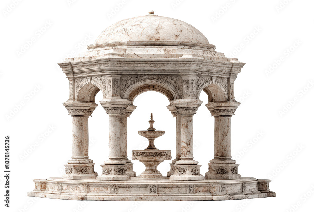 Fototapeta premium Ornate Stone Gazebo with Central Fountain