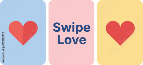 Valentine's Day Swipe Love Concept with Hearts and Dating Theme for Social Media Design