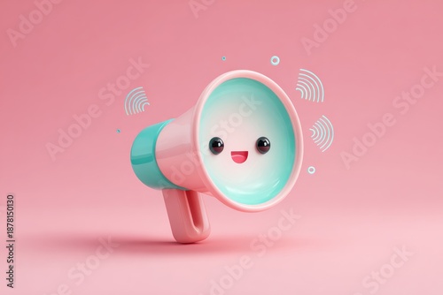 Cute 3D Megaphone Character for Marketing Promotion and Announcement