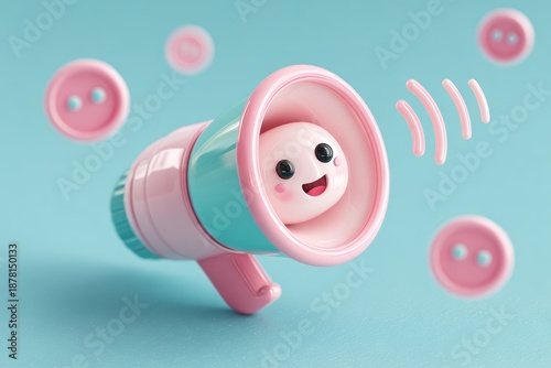 Cute 3D Megaphone Character for Marketing and Social Media Promotion