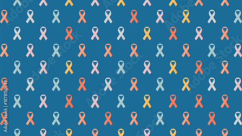 Colorful awareness ribbons on blue background Vector