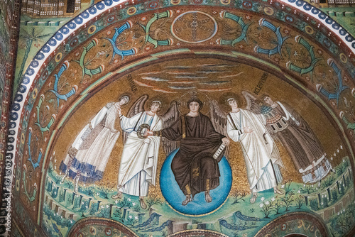 Apse mosaic in the Basilica di San Vitale in Ravenna, Italy.