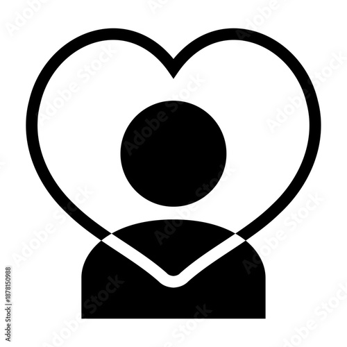 人物とハートのリングのアイコン