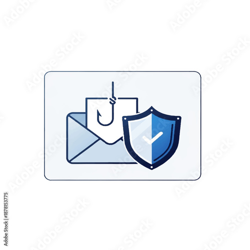 Phishing Protection Icon – Email with Hook Blocked by Shield