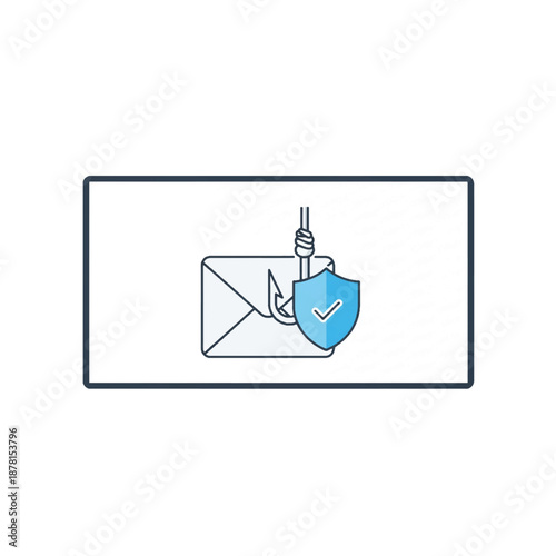 Protected Email Flat Vector Icon – Hook Blocked