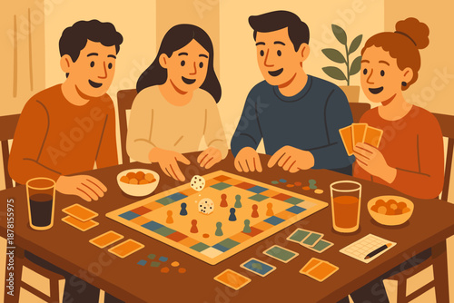 Lighting game score interactive illustration board table scene sheets night vector tokens