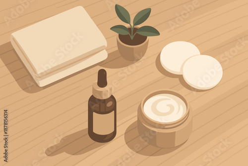 Essentials vector neatly cotton pads arranged highlights soft folded minimal illustration skincare
