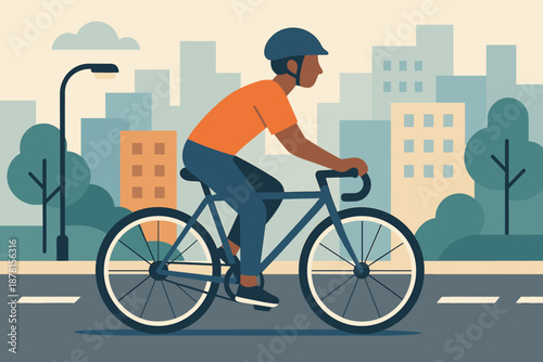Streetlights composition illustration riding scene vector abstract urban markings perspective cycling city