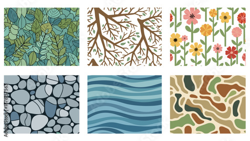 Collection of six different textured background patterns and designs