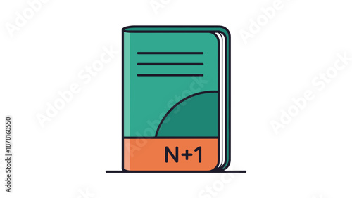 A vertical illustration of a green book with an orange bottom, displaying "N+1" on its spine, suggesting continuation or next steps.