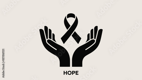 Hands offering hope ribbon Vector