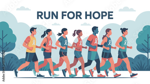 Group running for hope Vector