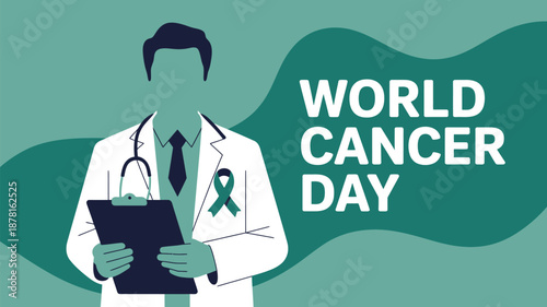 Doctor celebrates world cancer day Vector