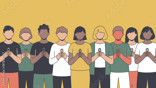Diverse group holding phones Vector