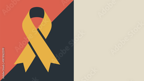 Yellow ribbon awareness flag Vector