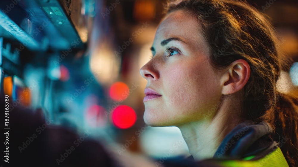Fototapeta premium Focused female engineer at work