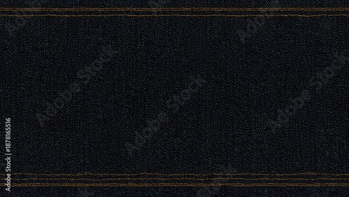 Dark denim fabric texture with seam