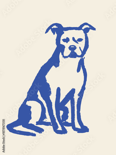 Pitbull staffordshire dog silhouette sketch vector illustration