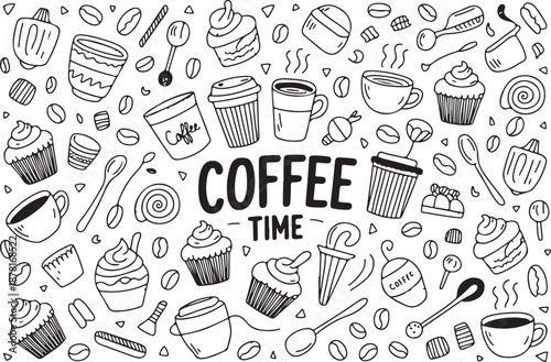 coffee vector doodles collection for cafe menu packaging and print