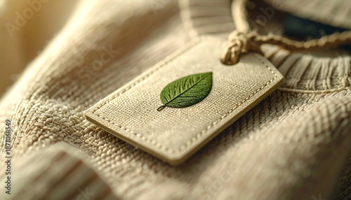 Eco-Friendly Fashion Tag: A close-up of a sustainably-made fashion garment with an organic tag, emphasizing environmental consciousness and responsible consumerism.