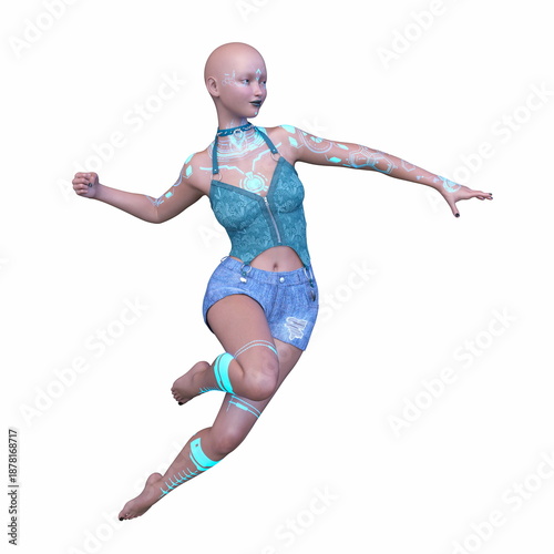 女性サイボーグ　3DCGレンダリング