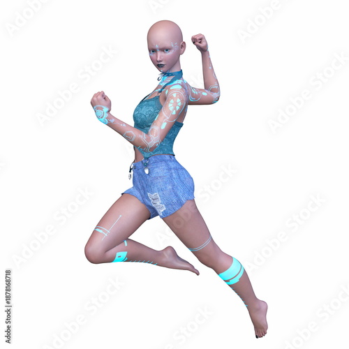 女性サイボーグ　3DCGレンダリング