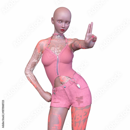 女性サイボーグ　3DCGレンダリング