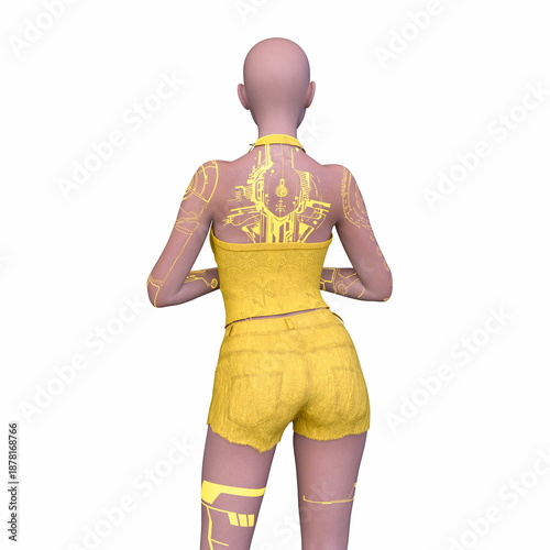 女性サイボーグ　3DCGレンダリング