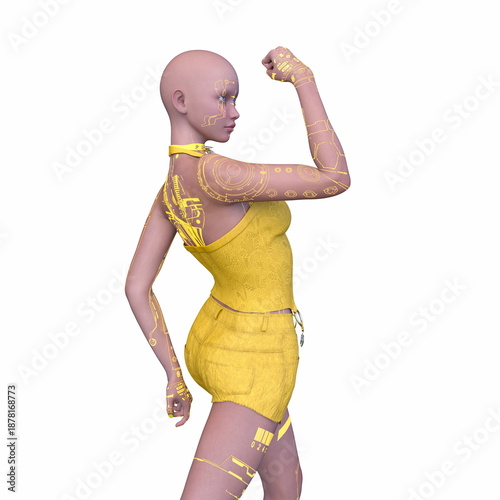 女性サイボーグ　3DCGレンダリング