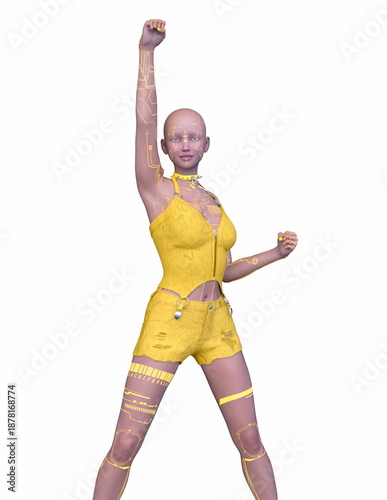 女性サイボーグ　3DCGレンダリング