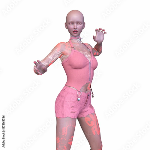 女性サイボーグ　3DCGレンダリング