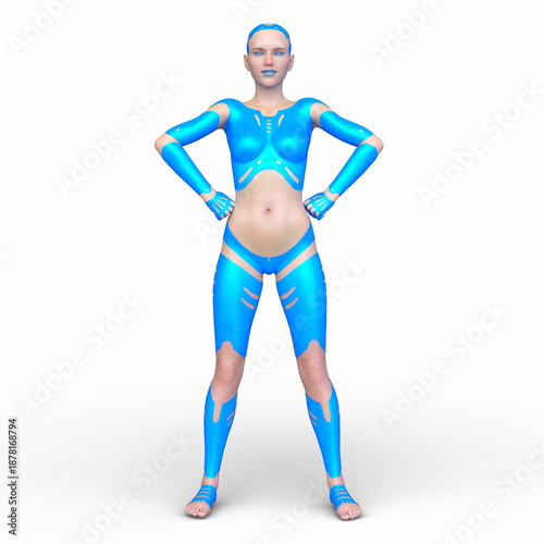 女性サイボーグ　3DCGレンダリング