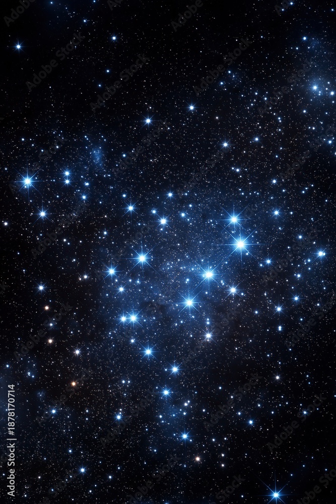 Fototapeta premium Bright stars shine in the night sky over a dark galaxy